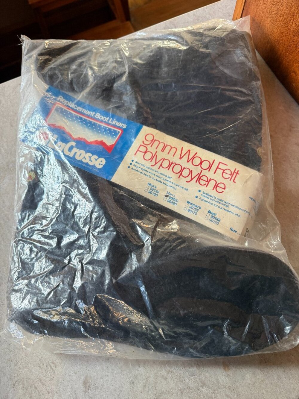 lacrosse made in usa wool felt boot liners * size 13 * new in package